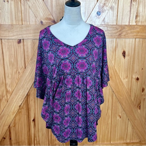 Kim Rogers Women's Purple Patterned Top - Picture 1 of 10